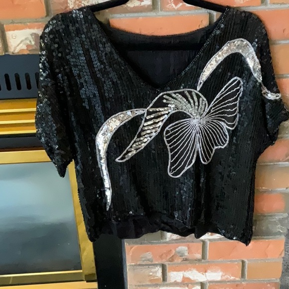 Vintage sequin top L - Picture 1 of 4